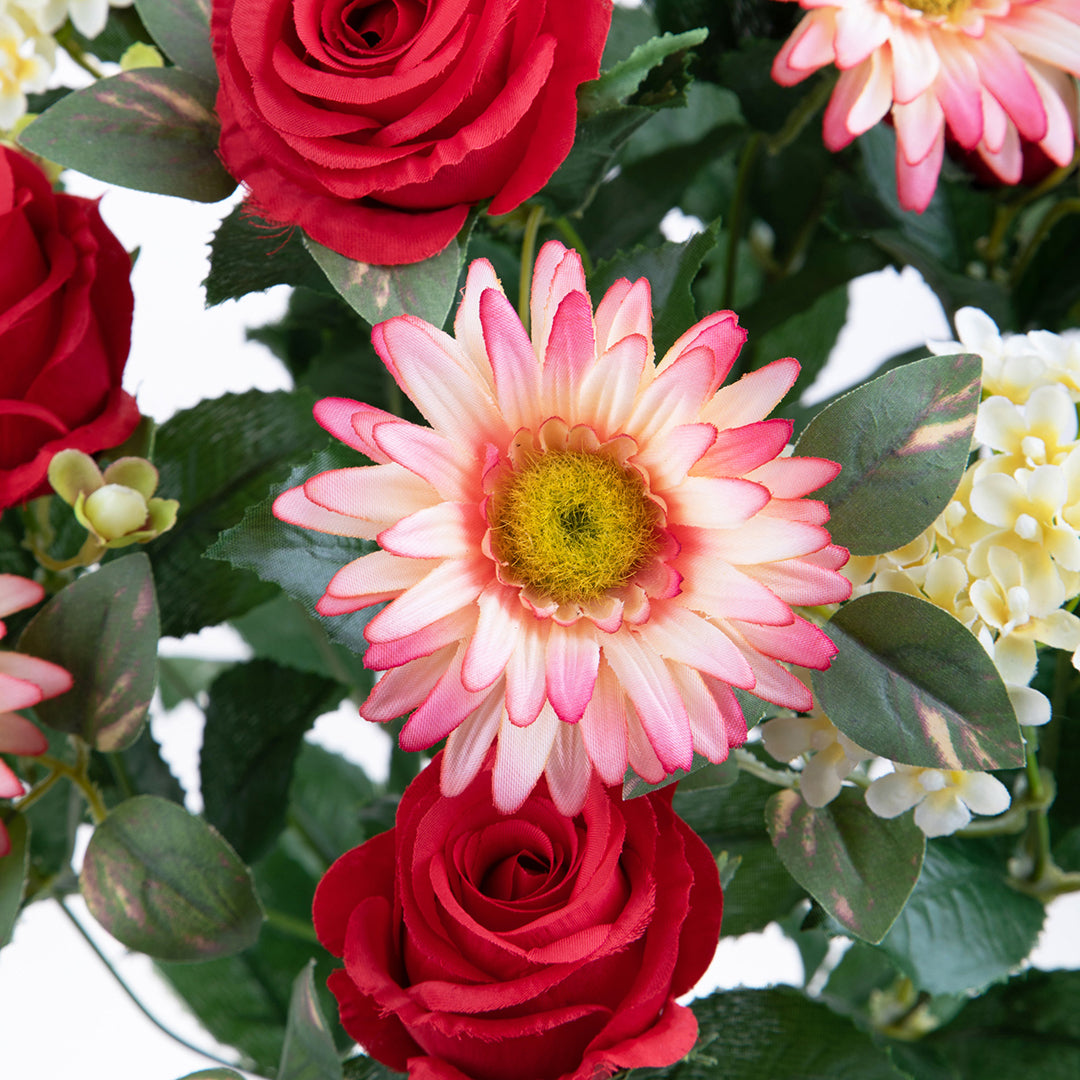 Bouquet artificiale rose e gerbera per 16 fiori • 50 cm