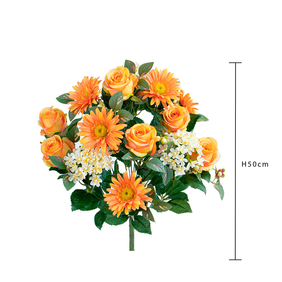 Bouquet artificiale rose e gerbera per 16 fiori • 50 cm