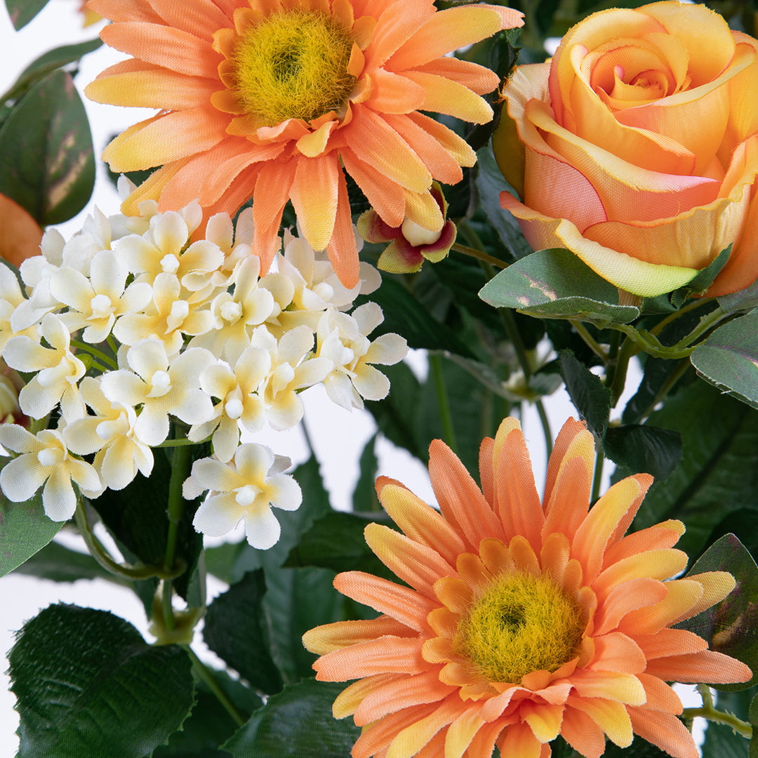 Bouquet artificiale rose e gerbera per 16 fiori • 50 cm
