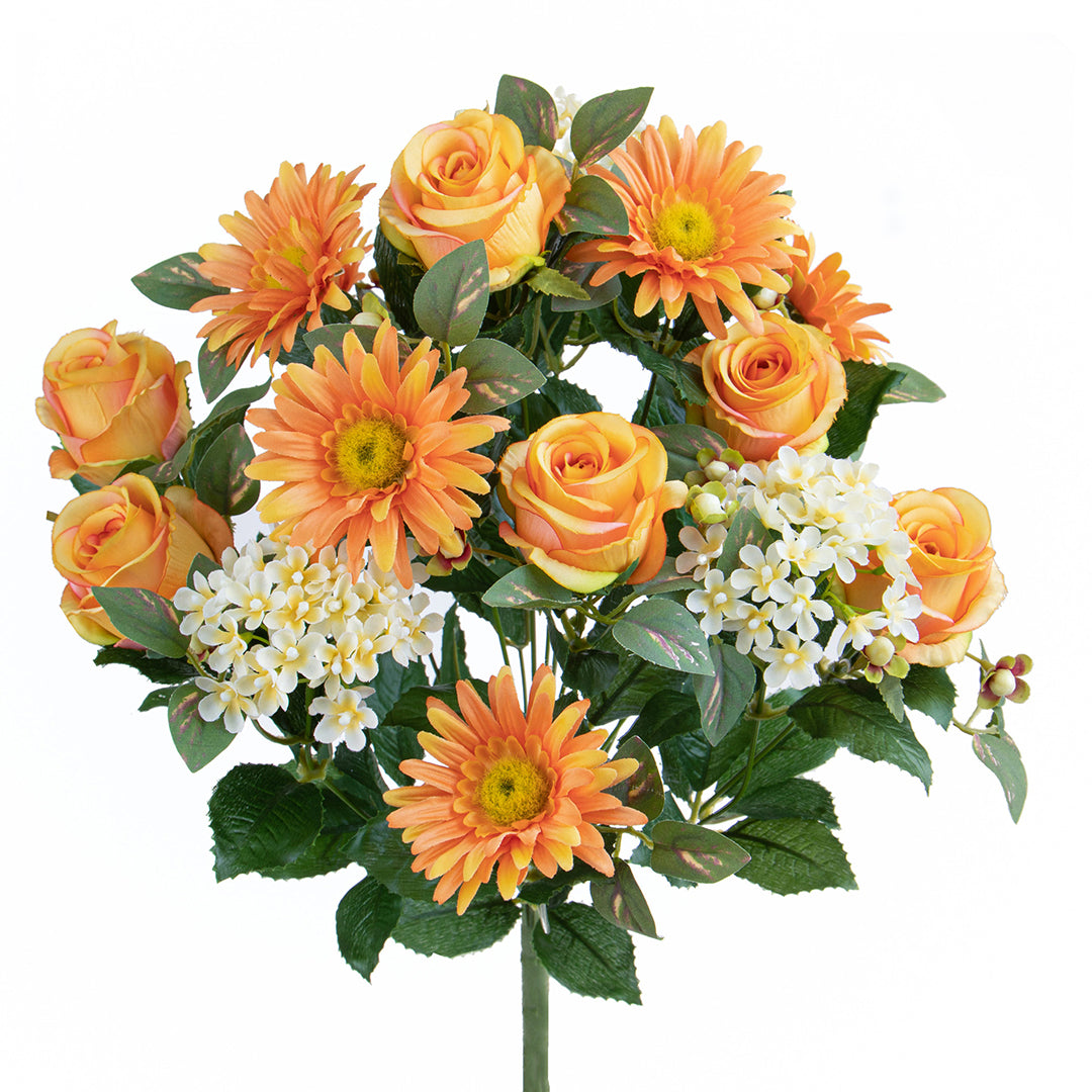 Bouquet artificiale rose e gerbera per 16 fiori • 50 cm