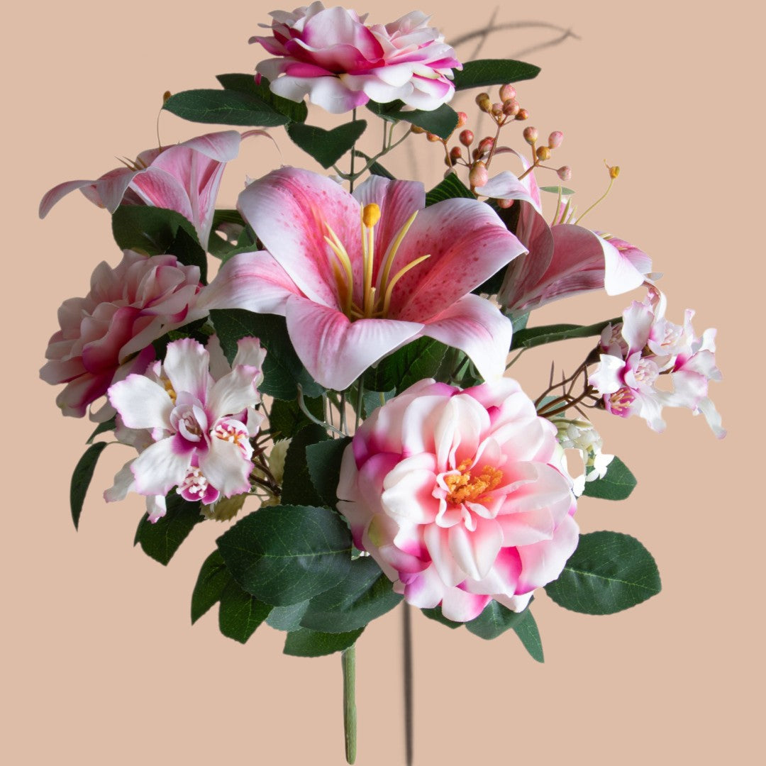 3 Pezzi • Bouquet Lilium per 12 fiori • 48 cm