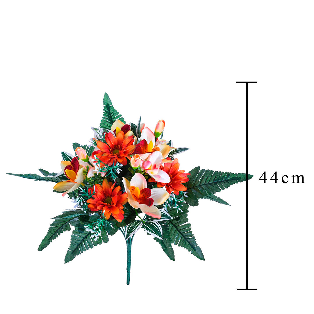 Bouquet artificiale margherite cattleya • 44 cm