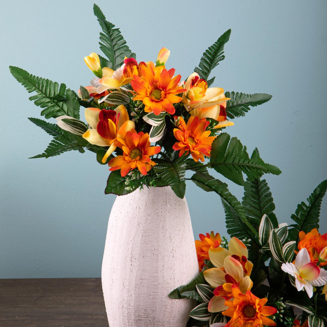 Bouquet artificiale margherite cattleya • 44 cm
