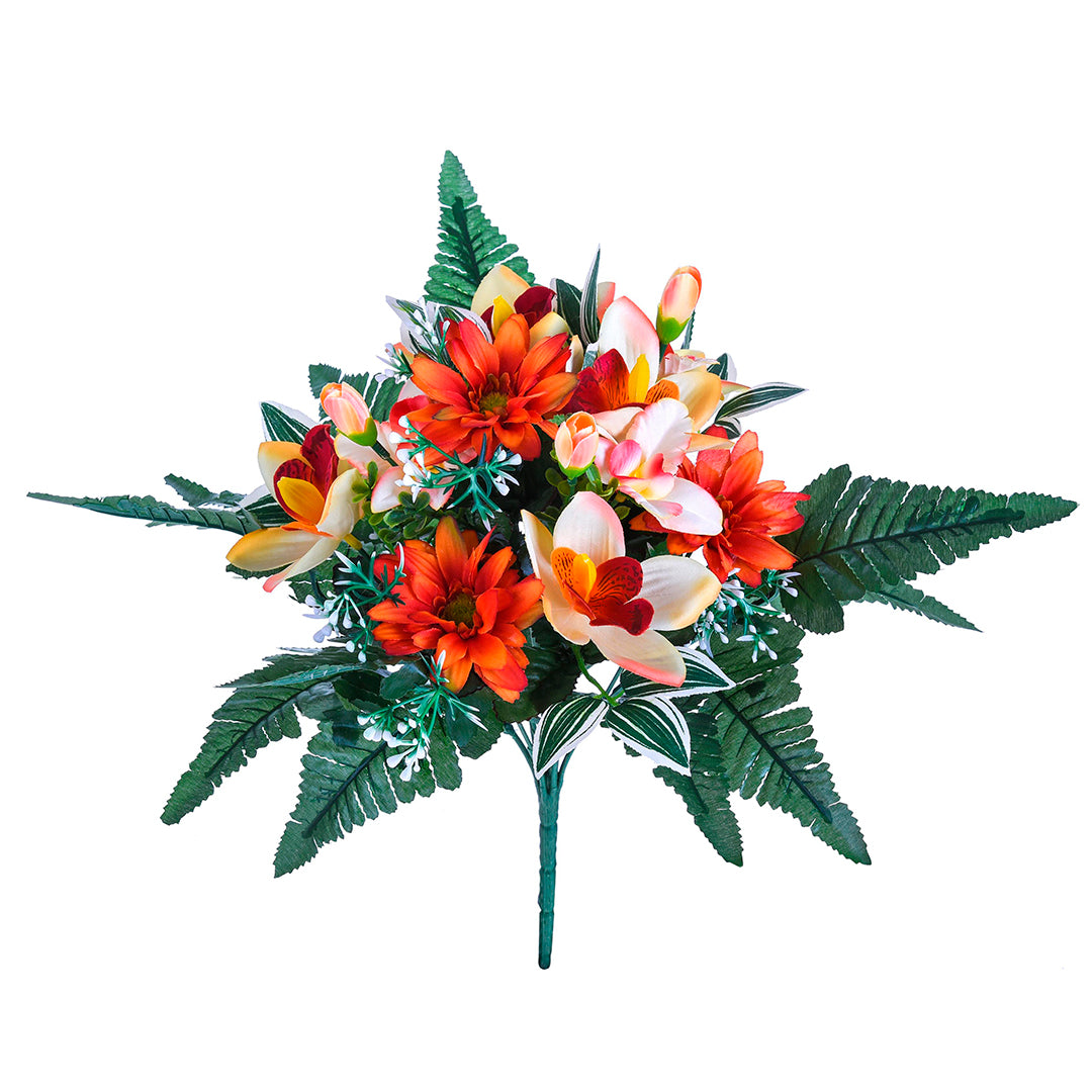 Bouquet artificiale margherite cattleya • 44 cm