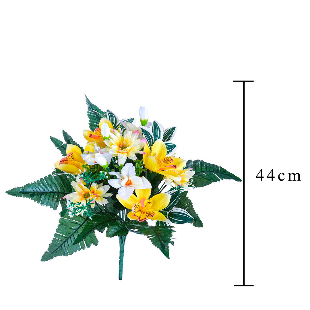 Bouquet artificiale margherite cattleya • 44 cm