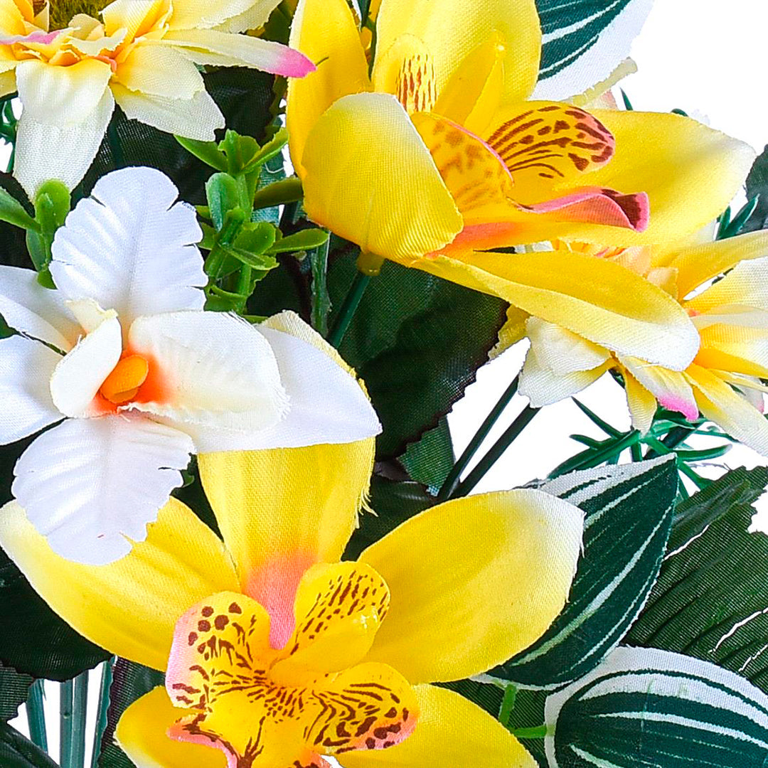 Bouquet artificiale margherite cattleya • 44 cm