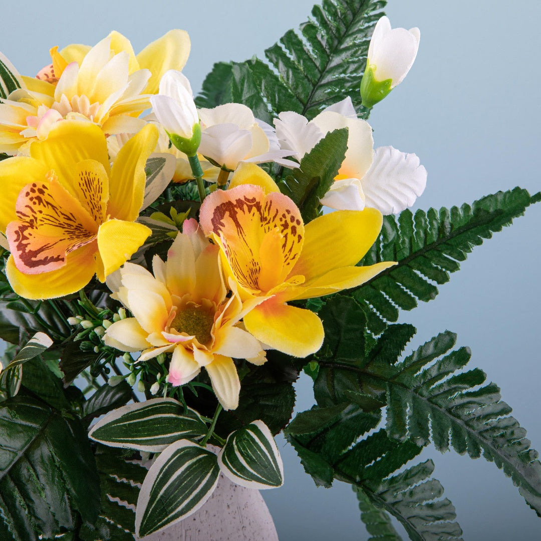 Bouquet artificiale margherite cattleya • 44 cm