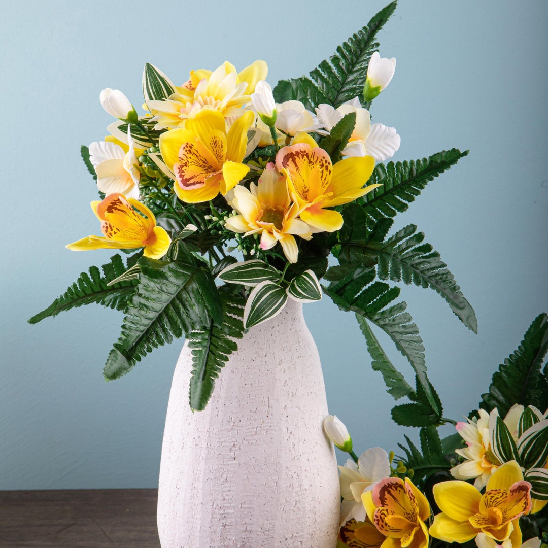 Bouquet artificiale margherite cattleya • 44 cm