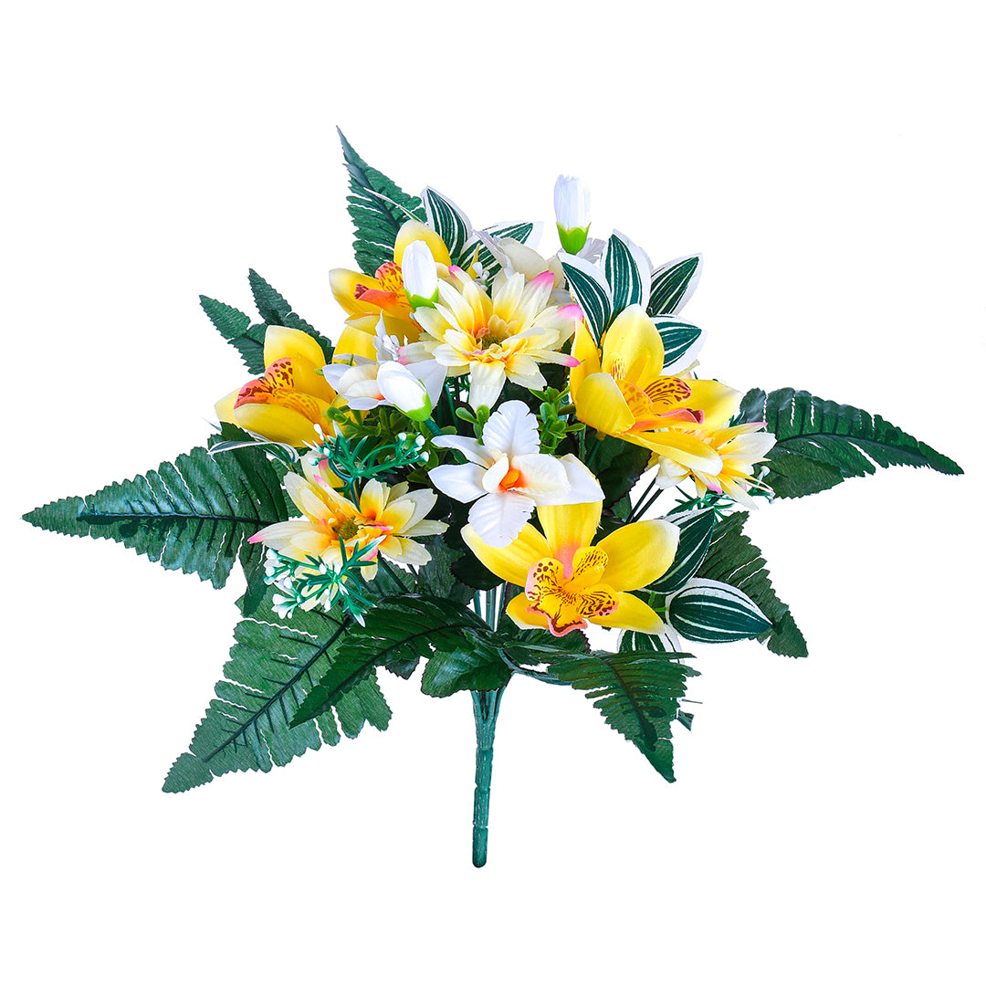 Bouquet artificiale margherite cattleya • 44 cm