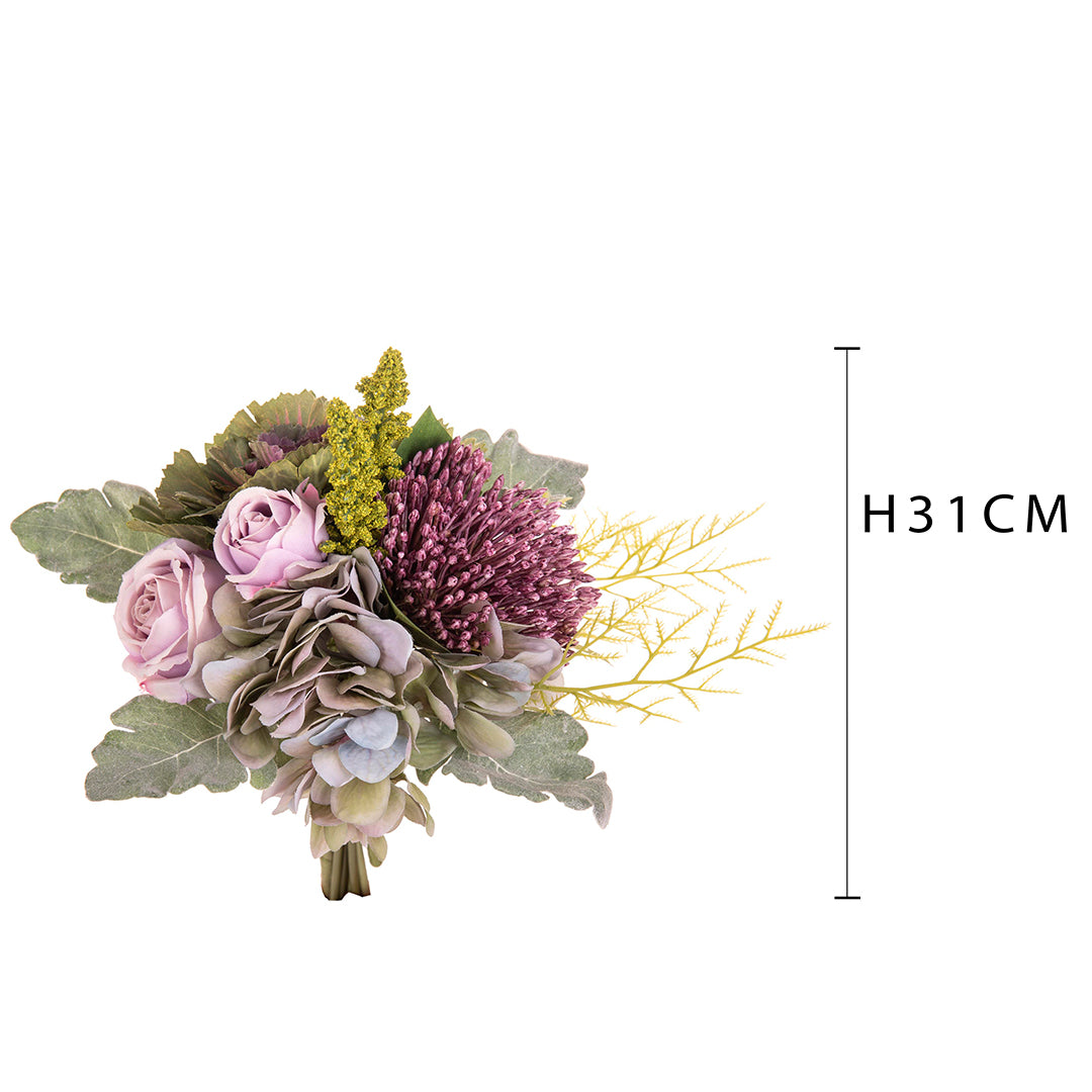 Bouquet artificiale con protea e cavolo • 31 cm