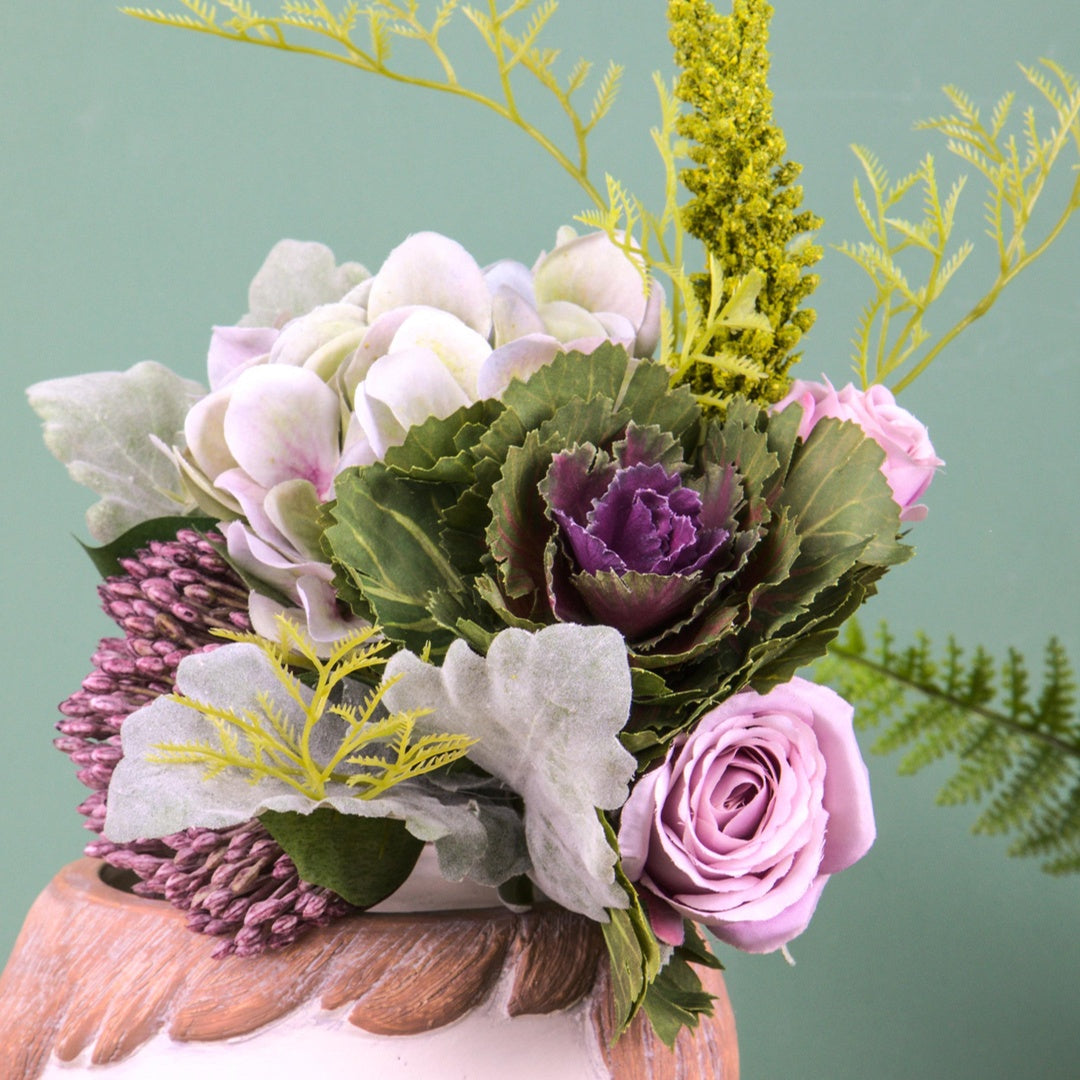 Bouquet artificiale con protea e cavolo • 31 cm