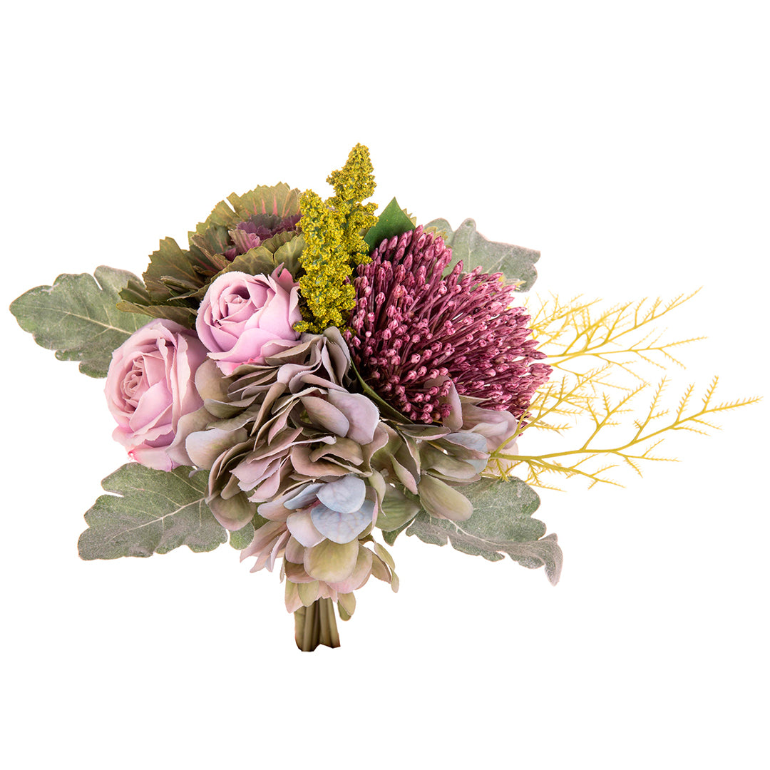 Bouquet artificiale con protea e cavolo • 31 cm