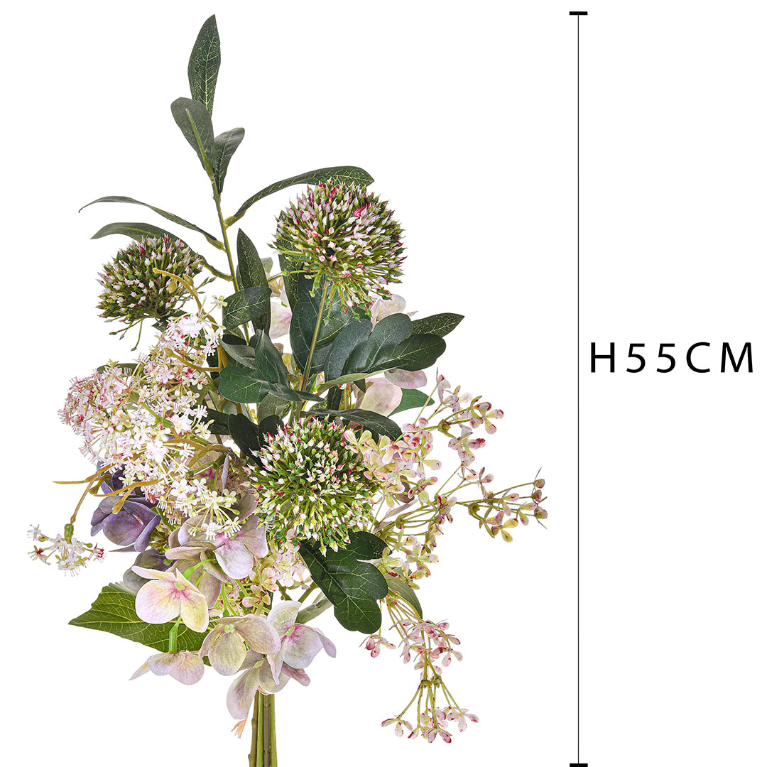 Bouquet artificiale legato con ortensie • 55 cm