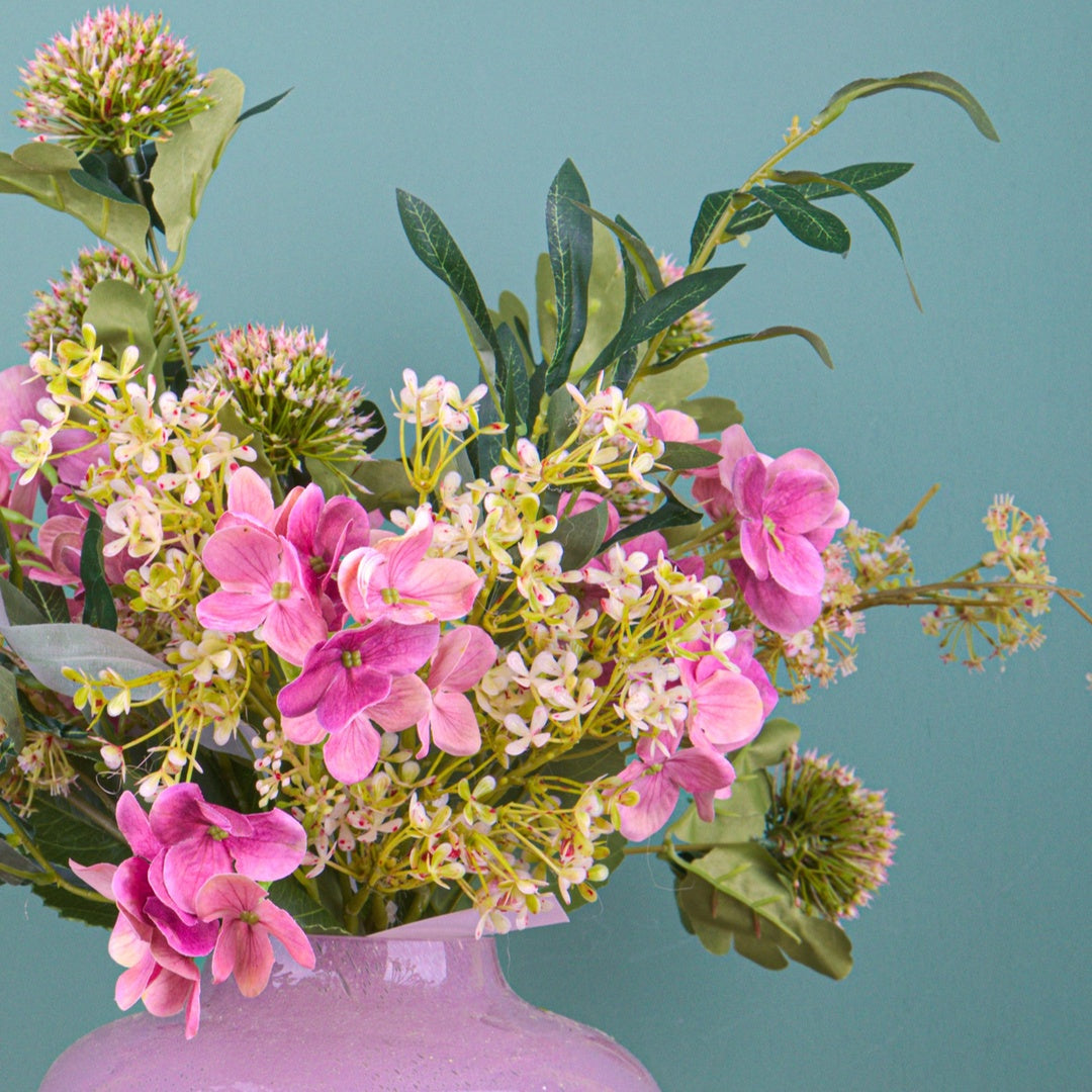 Bouquet artificiale legato con ortensie • 55 cm
