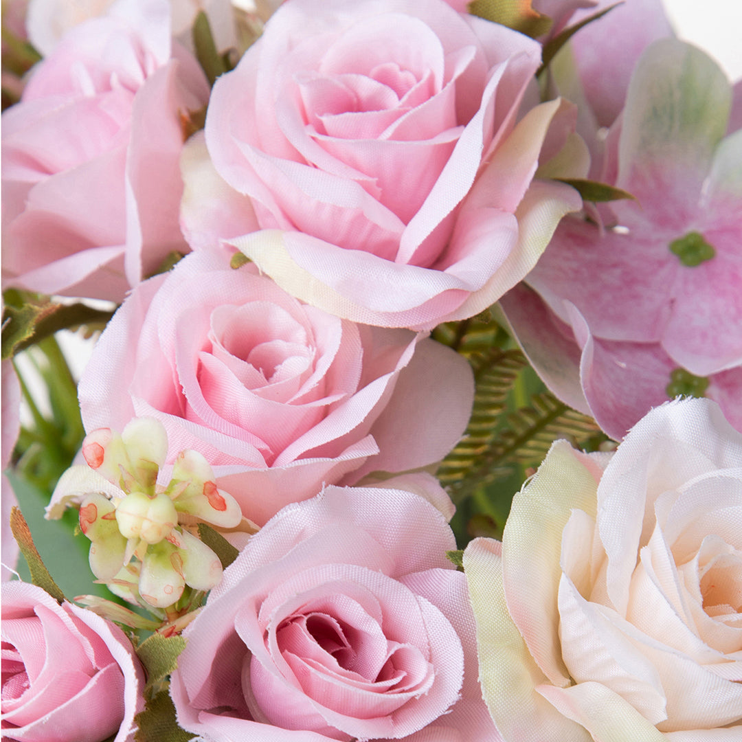 Bouquet artificiale rose e ortensie • 36 cm