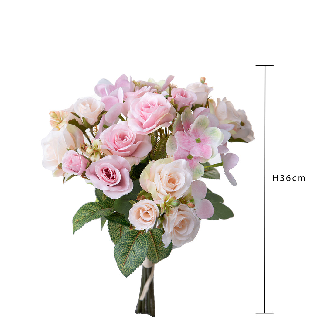 Bouquet artificiale rose e ortensie • 36 cm