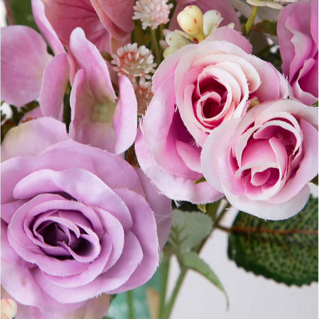 Bouquet artificiale rose e ortensie • 36 cm