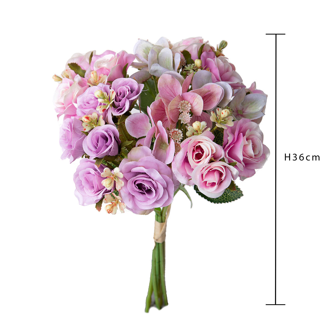 Bouquet artificiale rose e ortensie • 36 cm