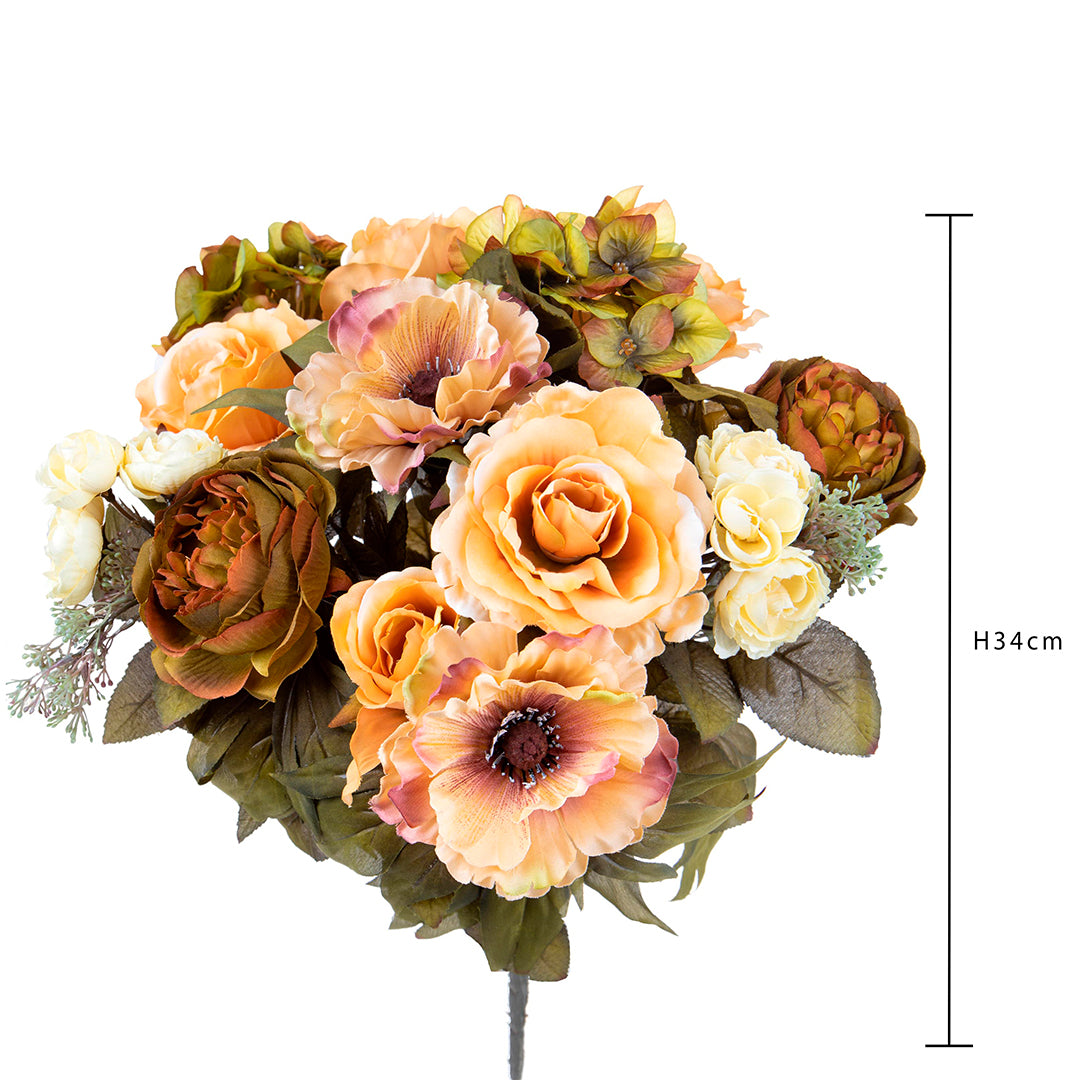 Bouquet artificiale rose ortensie • 34 cm