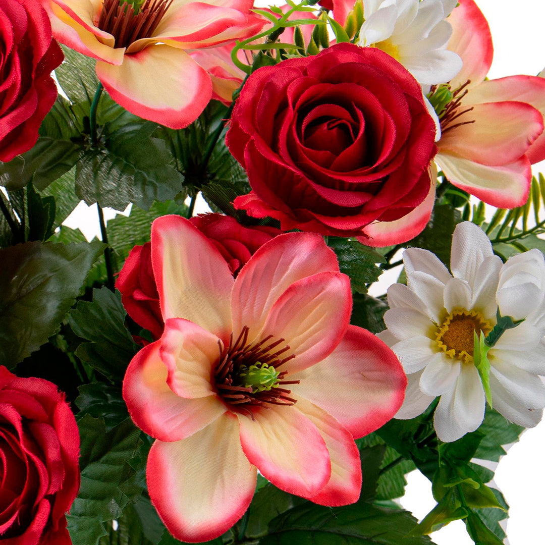 Bouquet artificiale rose e magnolia per 18 fiori • 60 cm