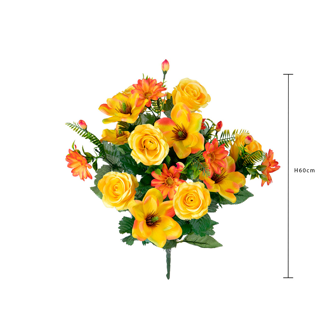 Bouquet artificiale rose e magnolia per 18 fiori • 60 cm