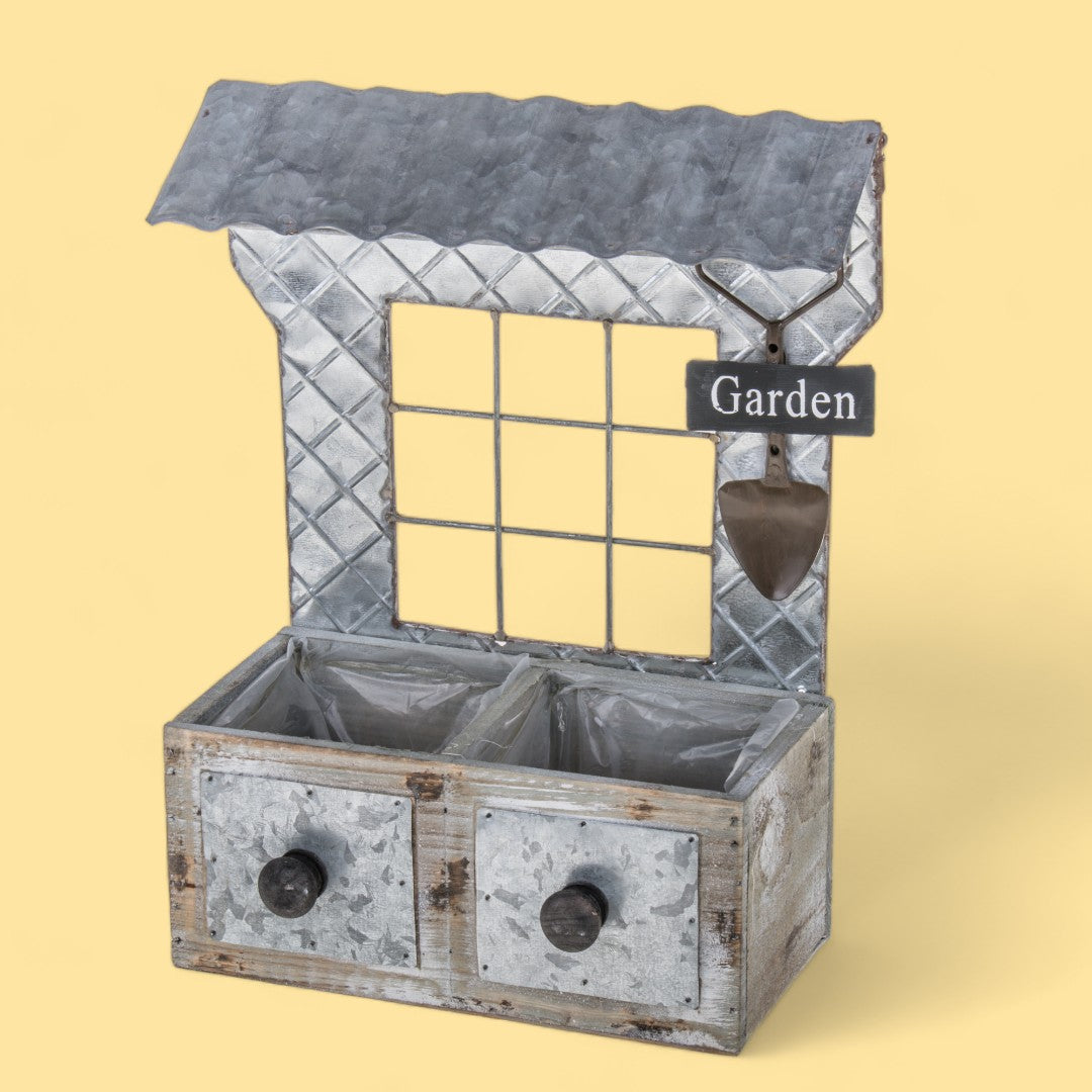 Cassetta legno metallo tetto • 32 cm