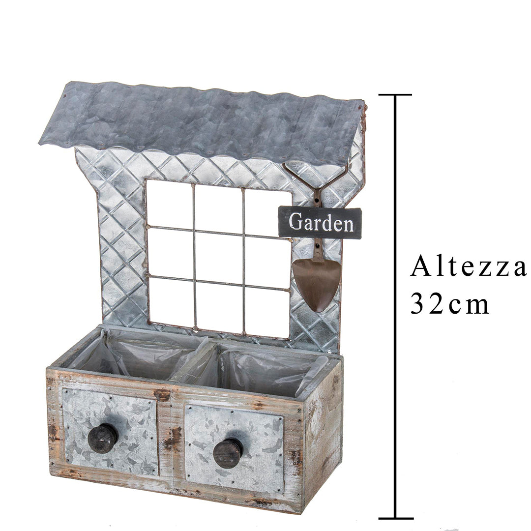 Cassetta legno metallo tetto • 32 cm