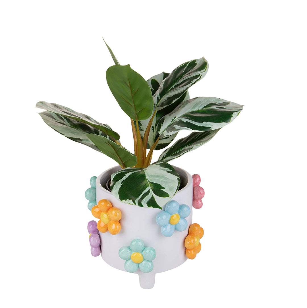 Vaso con fiori in rilievo • 17 cm