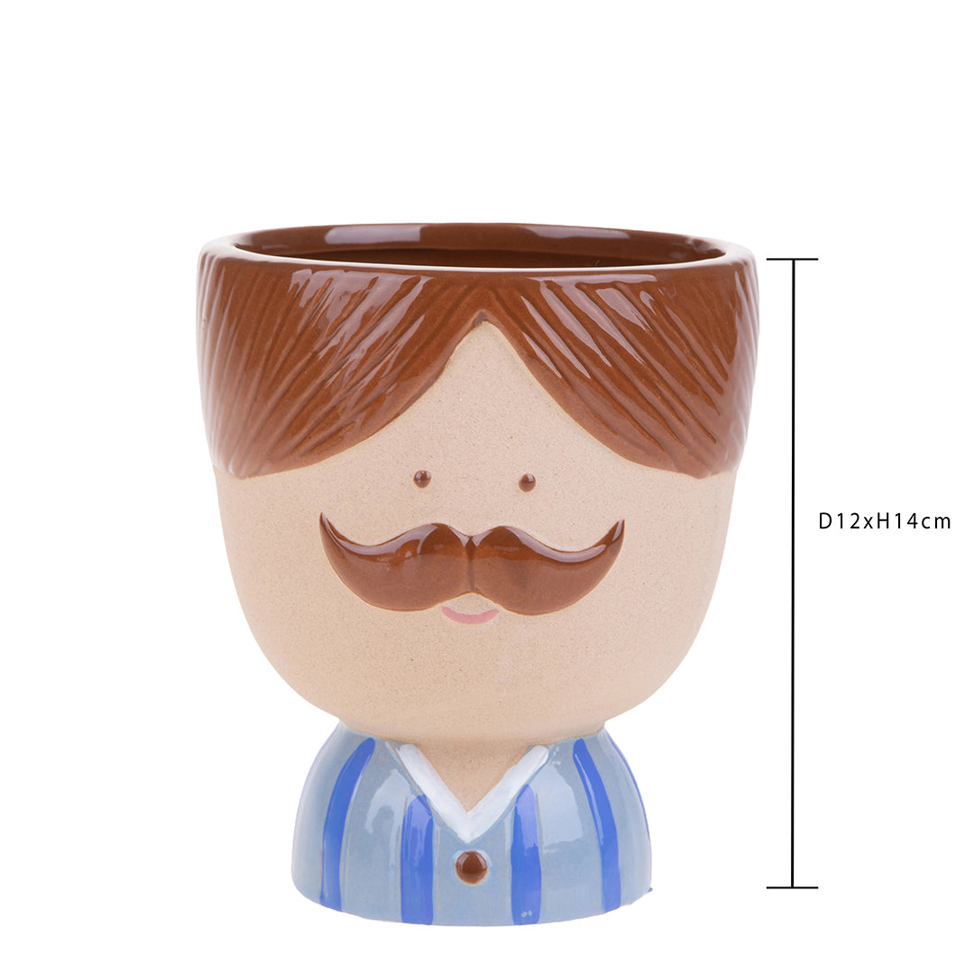 Vaso testa con baffi • 14 cm