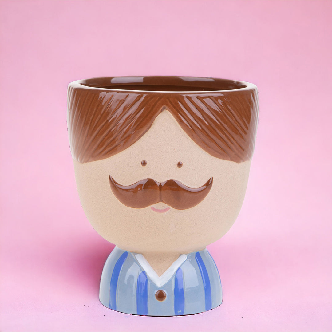Vaso testa con baffi • 14 cm