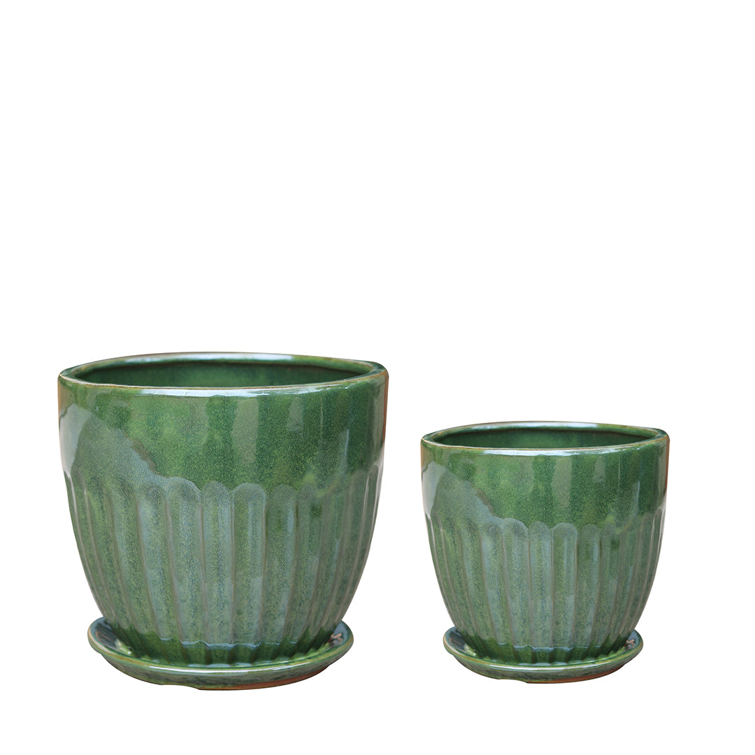 Vaso ceramica Set di 2 Vasi Rigati • D26 • D19 cm