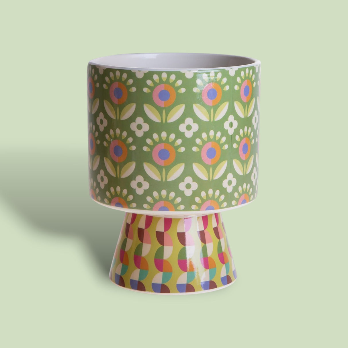 2 Pezzi • Vaso con base maiolica • 21,5 cm