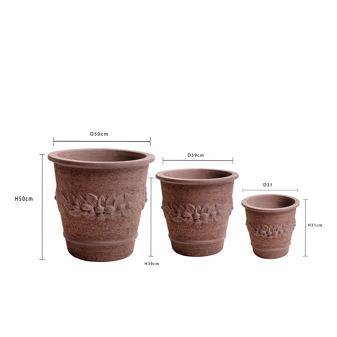 Set e 3 cachepot festonato • D.50/39/31 cm
