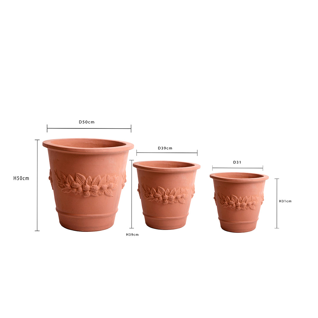Set e 3 cachepot festonato • D.50/39/31 cm