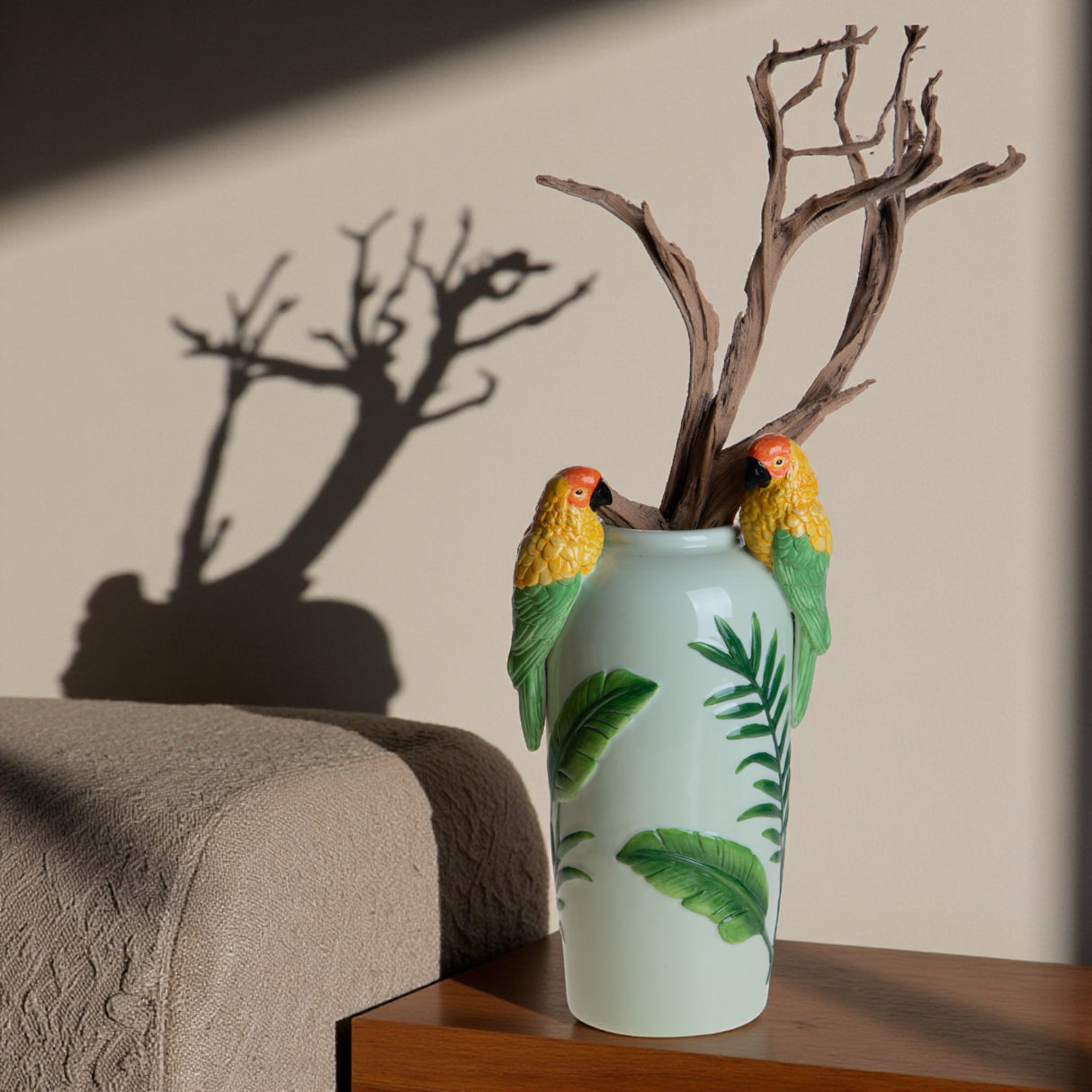 Vaso con pappagalli • 39 cm