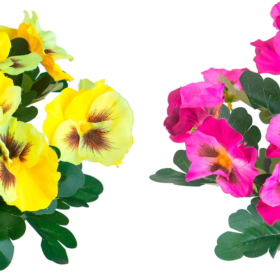 6 Pezzi • Cespuglio fiori artificiali di viole assortito • 32 cm