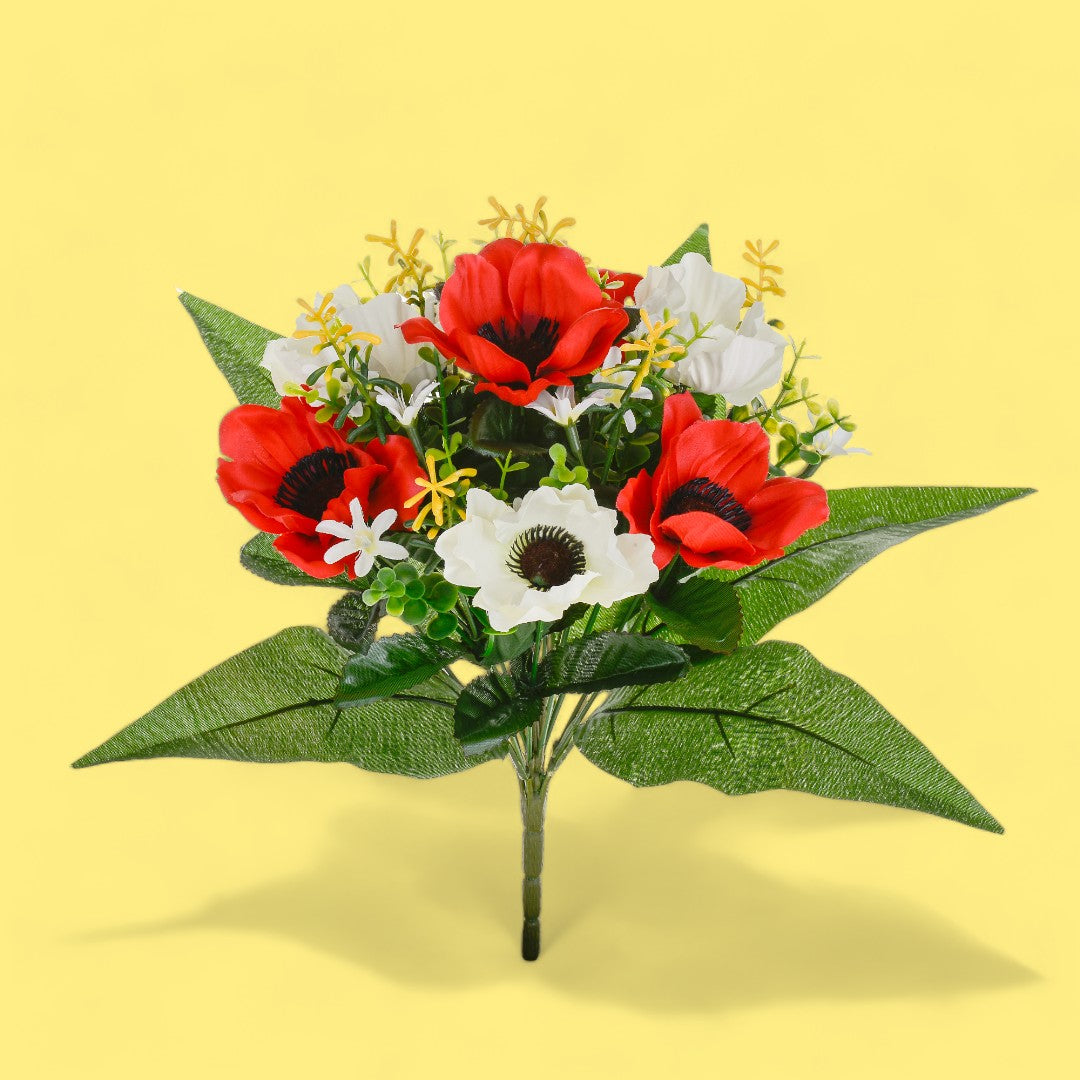 2 Pezzi • Bouquet artificiale di anemoni • 34 cm