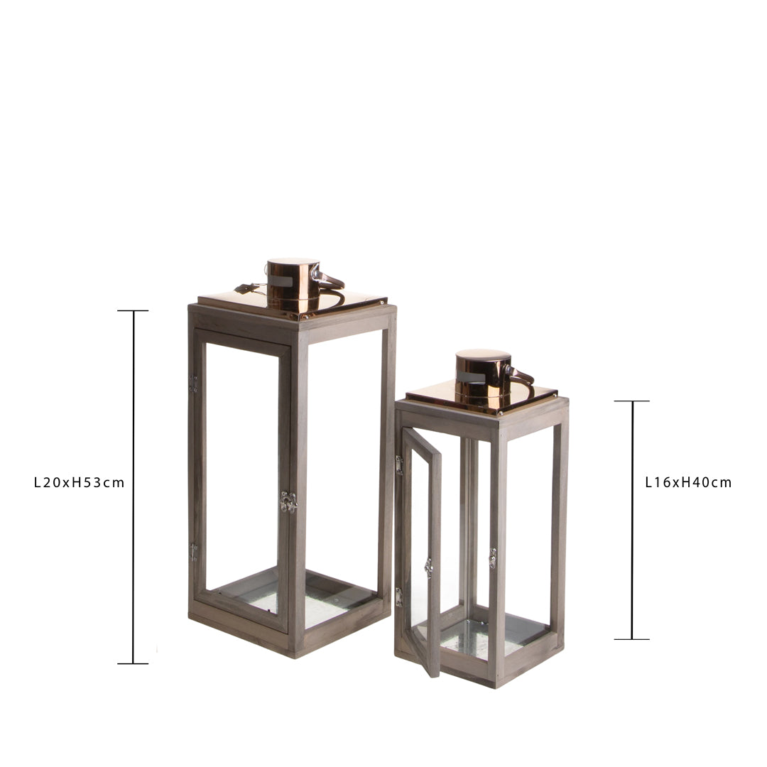 Set di 2 Lanterna Legno • 53 cm