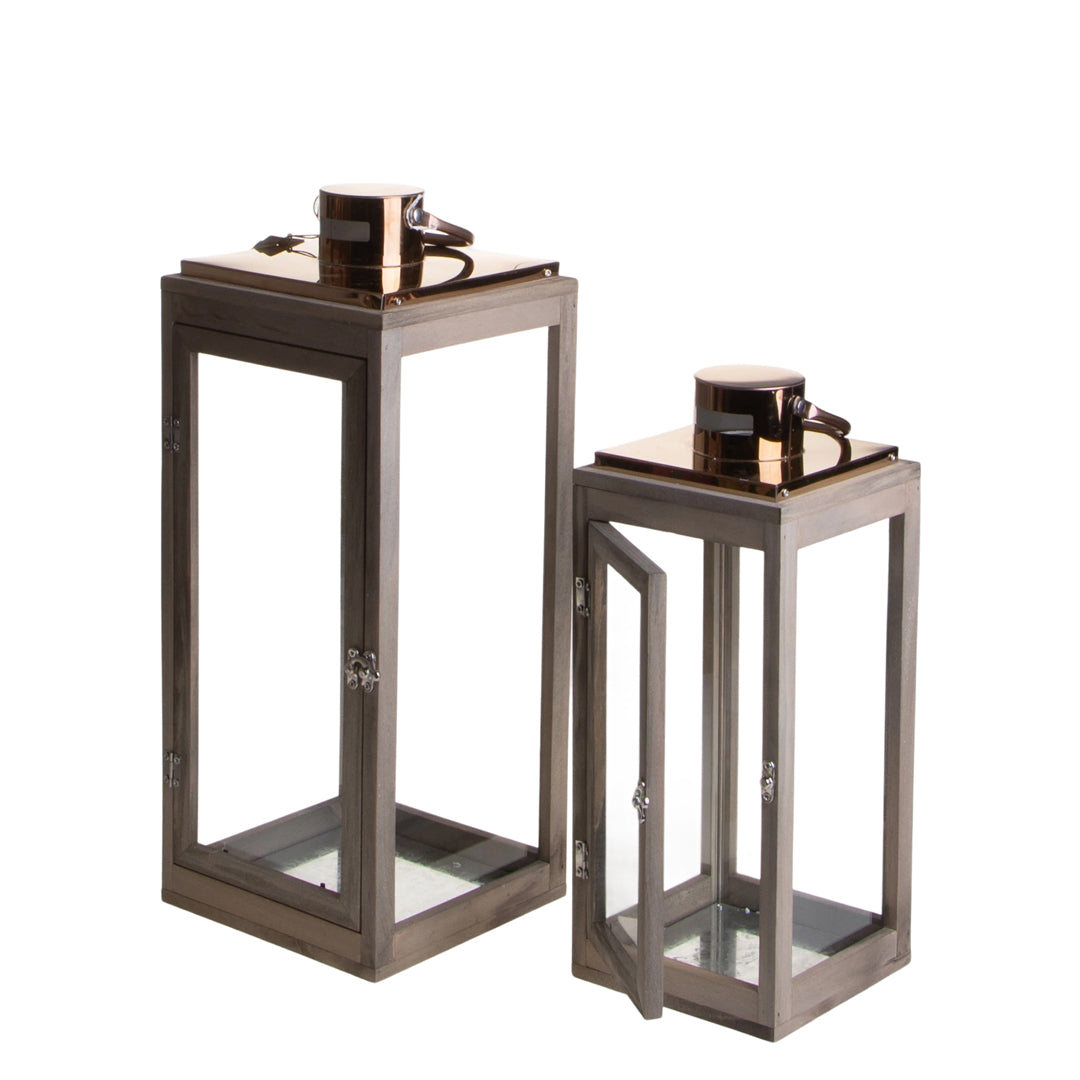 Set di 2 Lanterna Legno • 53 cm