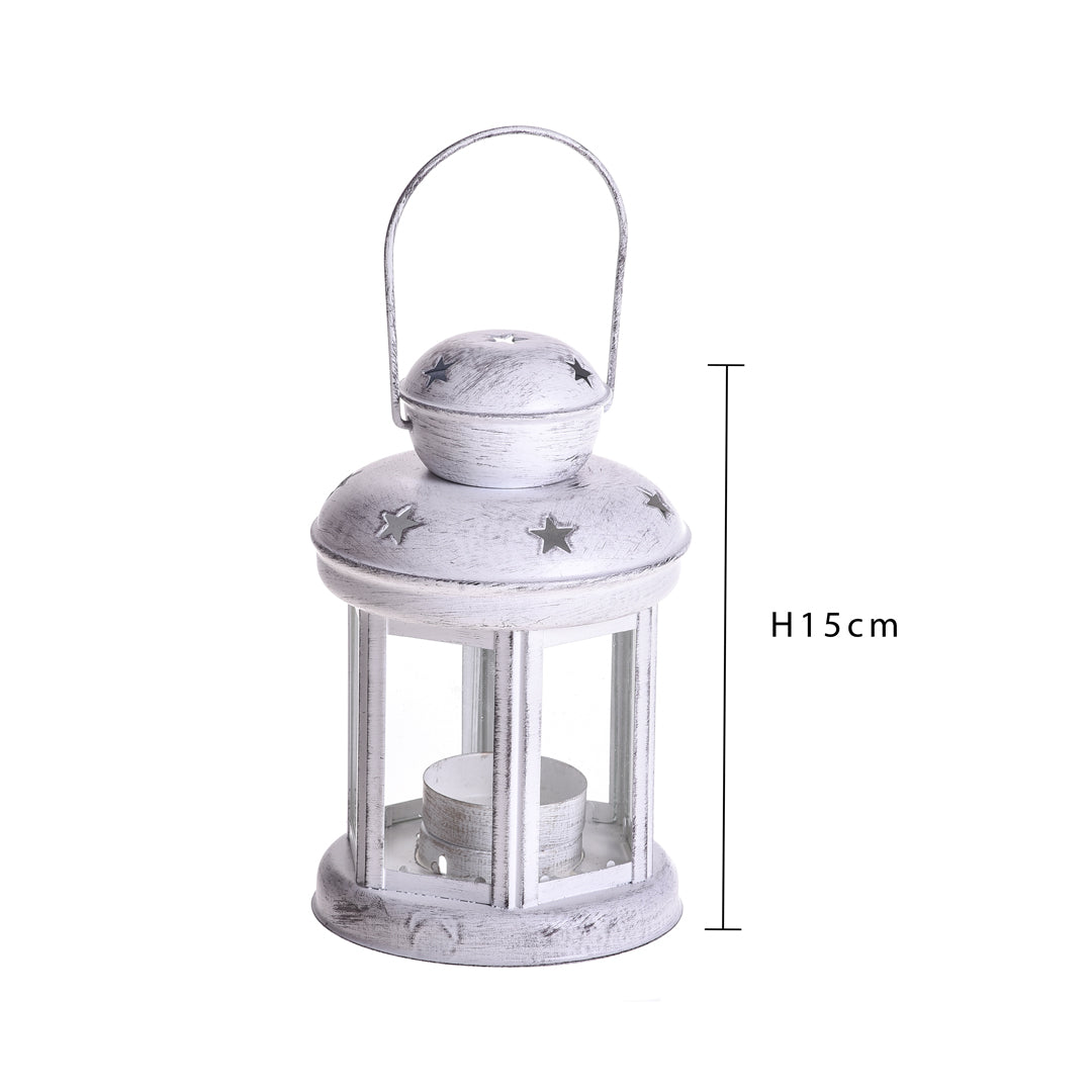 2 Pezzi • Lanterna rotonda con stelle • 10 cm