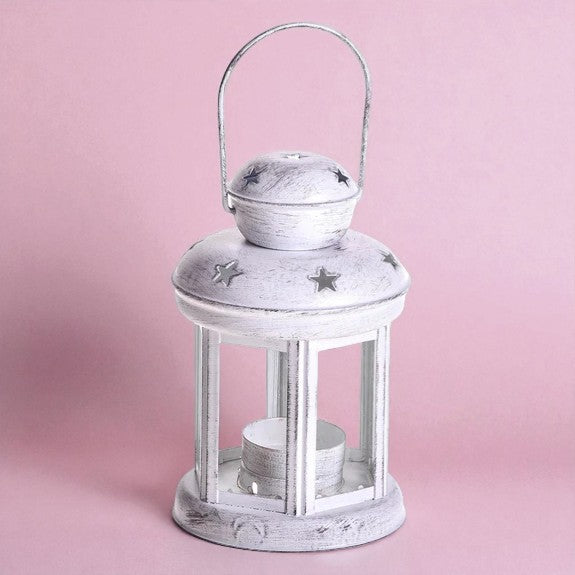 2 Pezzi • Lanterna rotonda con stelle • 10 cm