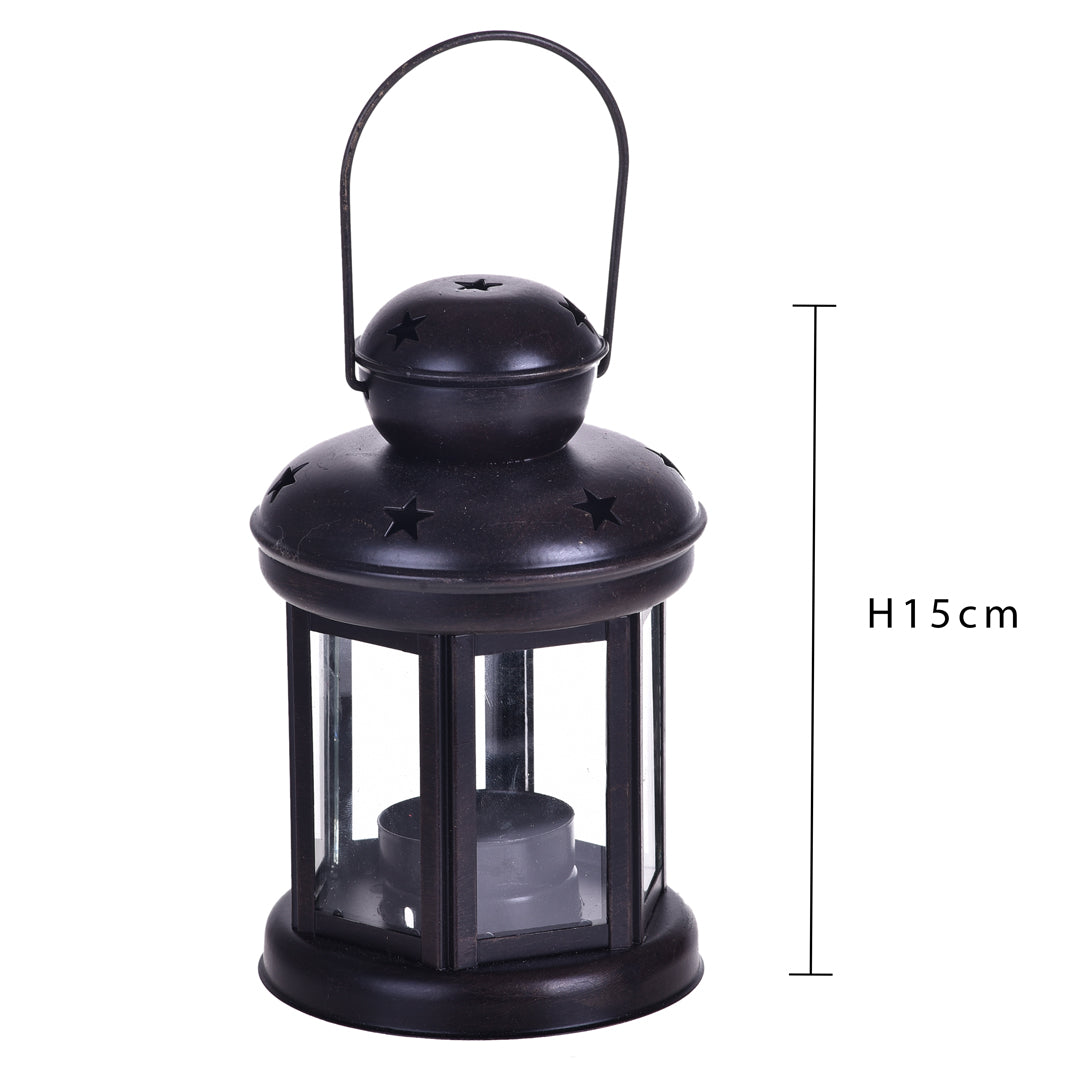 2 Pezzi • Lanterna rotonda con stelle • 10 cm