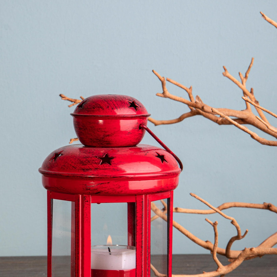 2 Pezzi • Lanterna rotonda con stelle • 10 cm