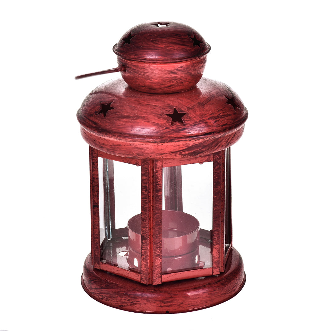 2 Pezzi • Lanterna rotonda con stelle • 10 cm