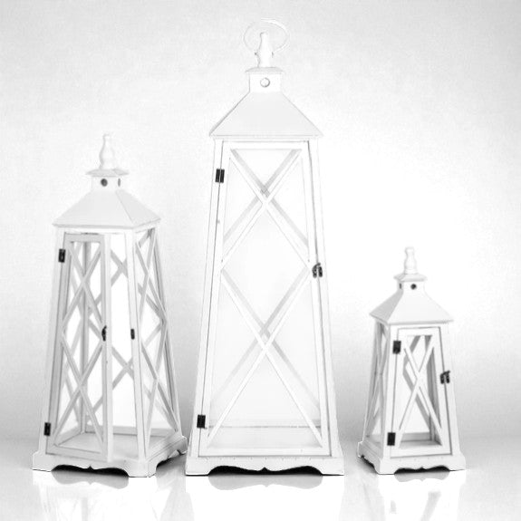 Set e 3 lanterne in legno • 112 cm