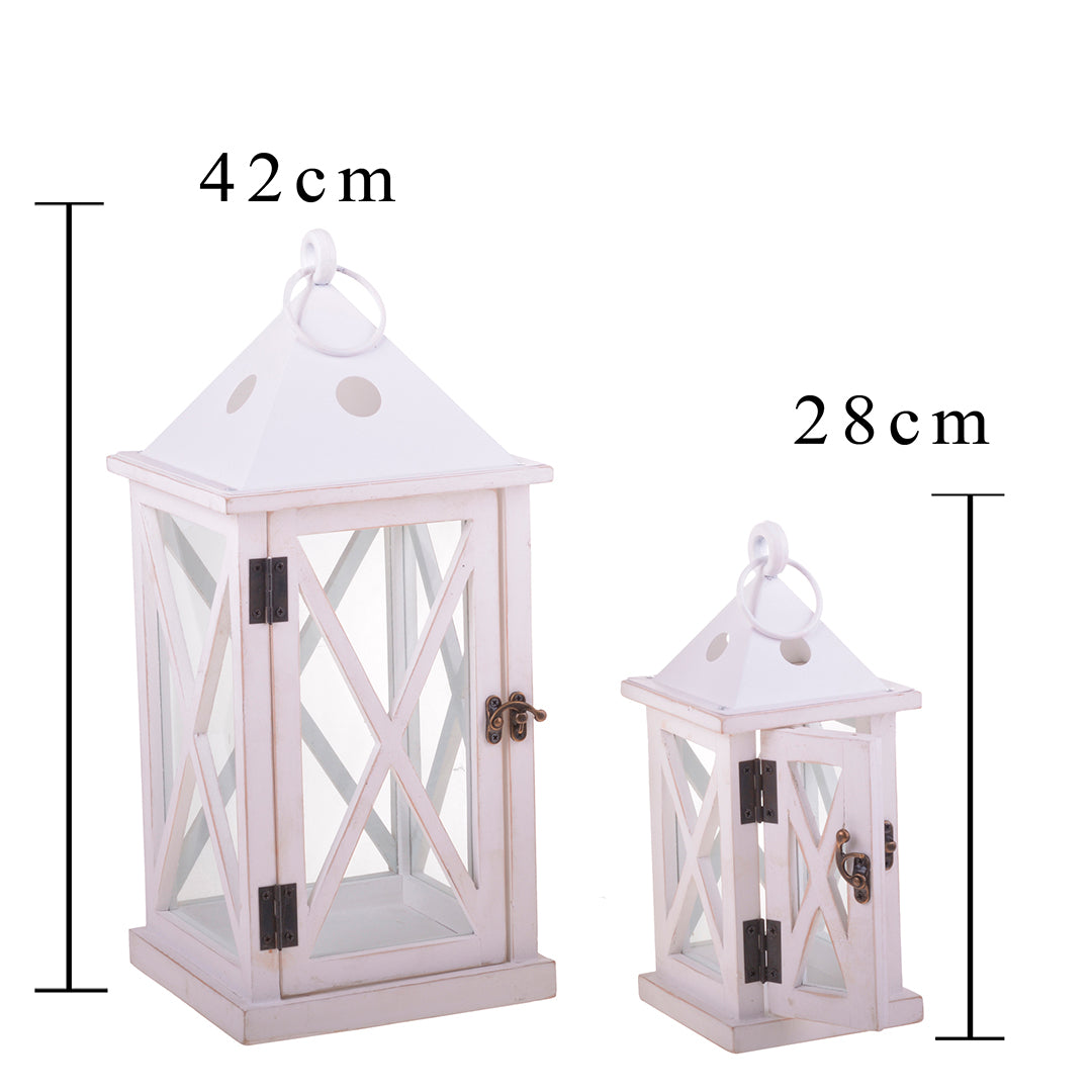Set di 2 Lanterne Legno • 42 cm