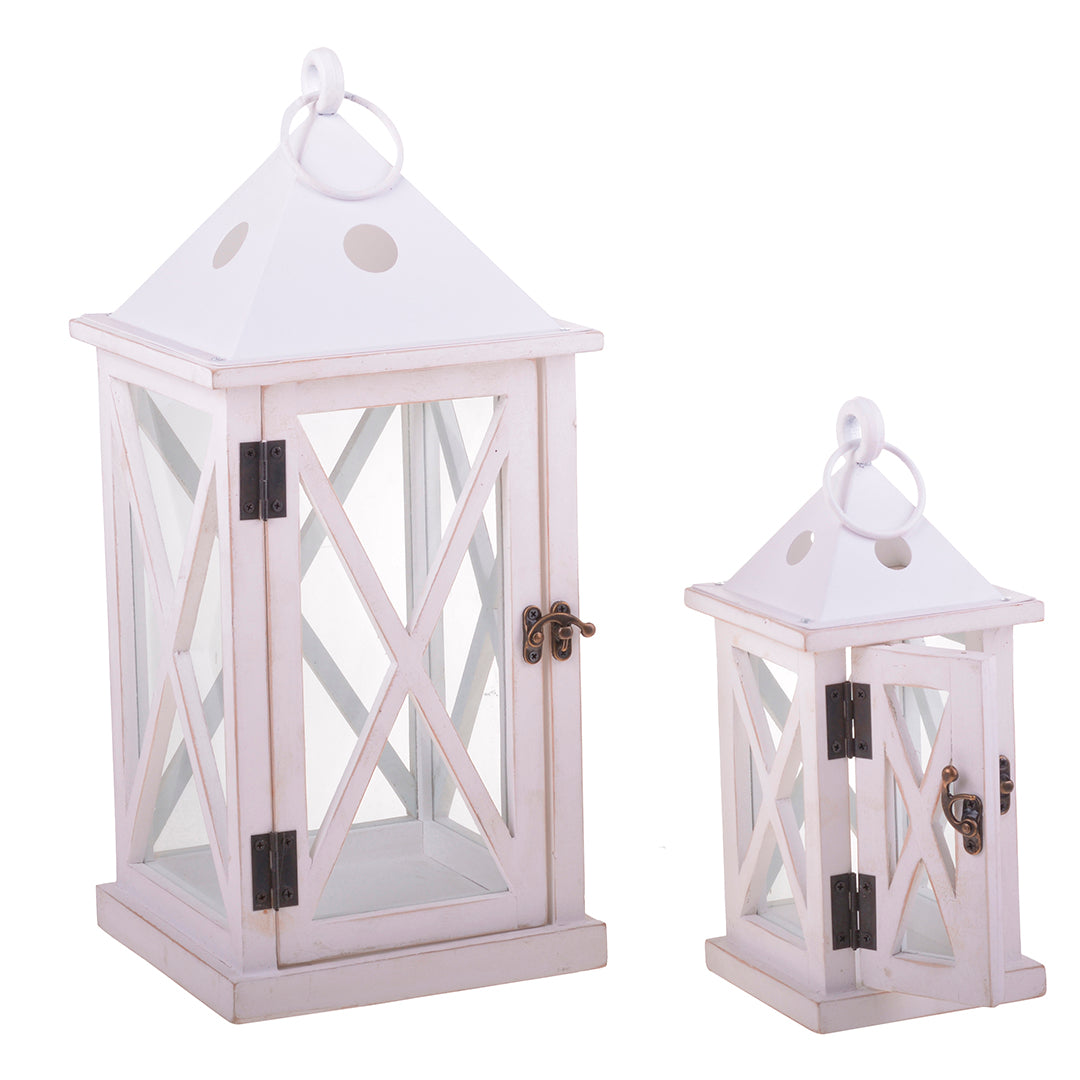 Set di 2 Lanterne Legno • 42 cm