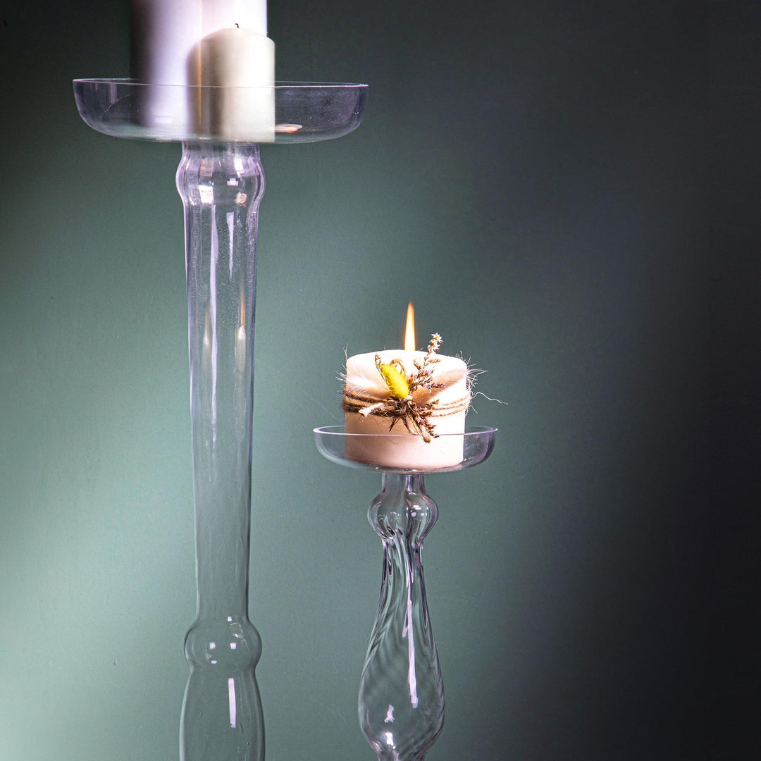 Porta candele in vetro • 71 cm