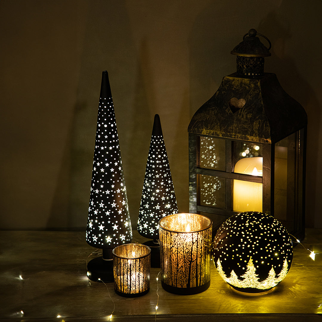6 Pezzi • Porta tealight Con Alberi • 8 cm