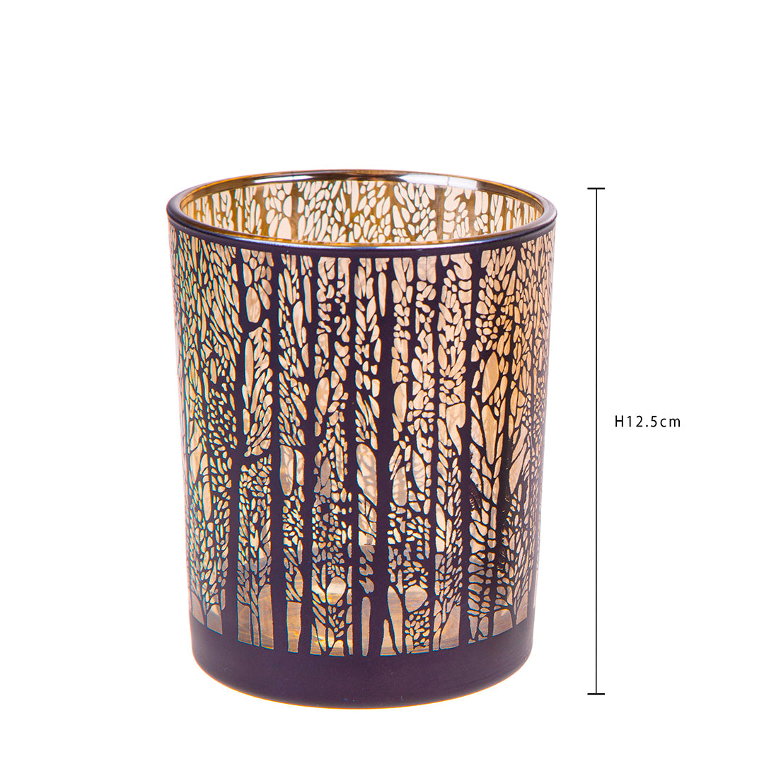 2 Pezzi • Porta tealight con alberi • 12,5 cm